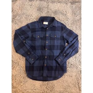 Old Navy Mens Blue Buffalo Plaid Double Brushed Flannel Button Down Shirt Size M